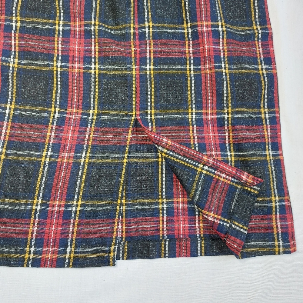 Encore Vintage 80s Plaid Pleated Pencil Maxi Skirt, Medium - Picture 6 of 11